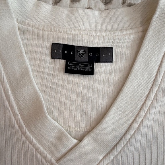 VTG Nike Golf Men's V-Neck Pullover Sleeveless Cotton Golf Vest; Cream; Large - Picture 6 of 6